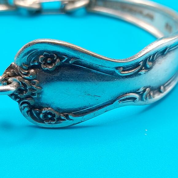 Vintage Silver Plate Bracelet, Flatware Jewelry, 6 1/4 Inches - Picture 9 of 11